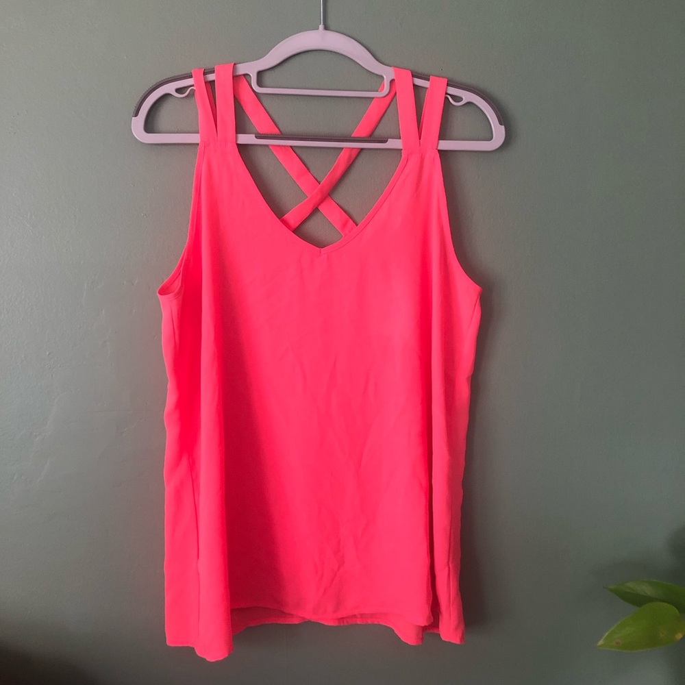 Sheer cross back coral top